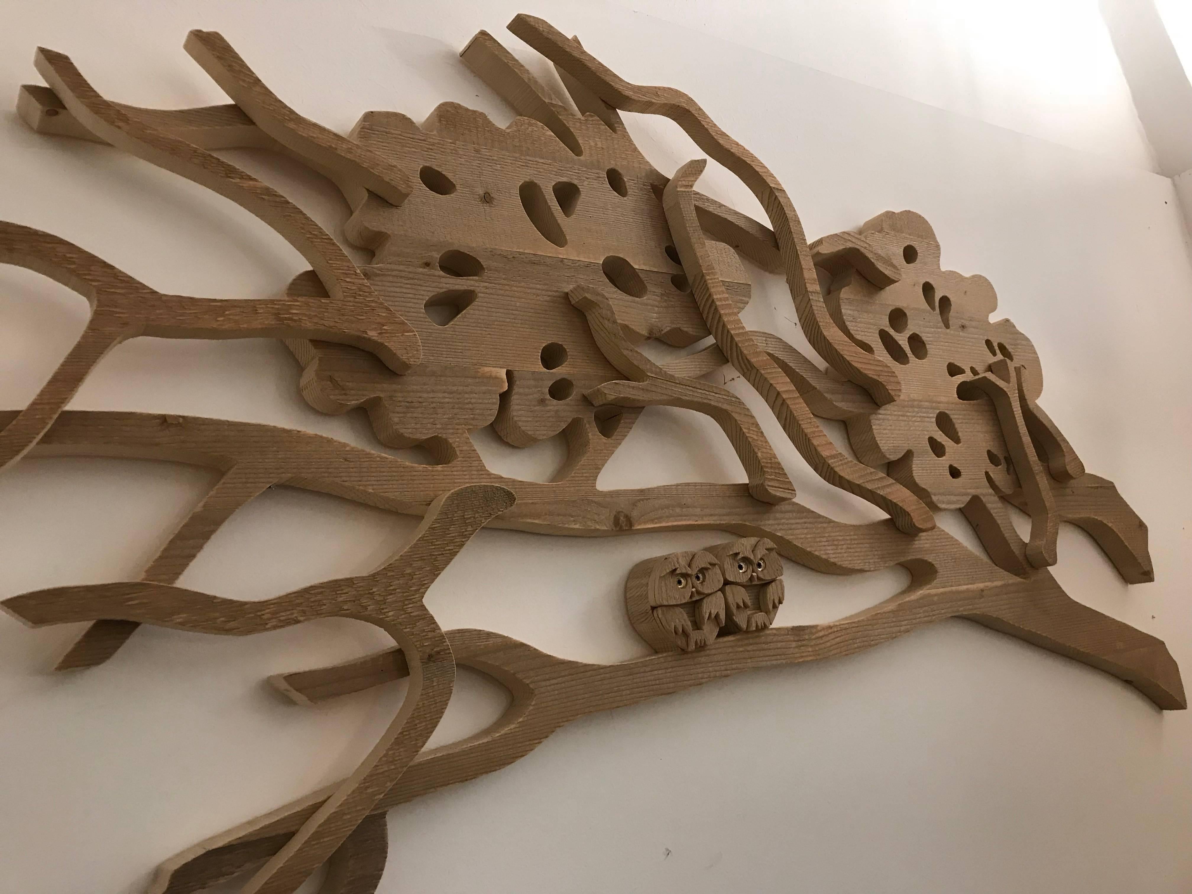 Hand-Crafted Modern Italian Wooden Made Wall Decoration, Tree Branch For Sale