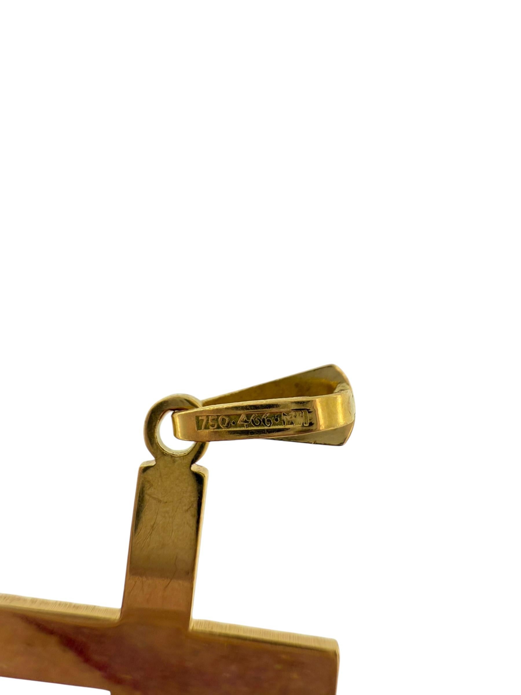 Croix italienne moderne en or jaune au design géométrique en vente 2