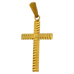 Modernes italienisches Gelbgoldkreuz mit geometrischem Design