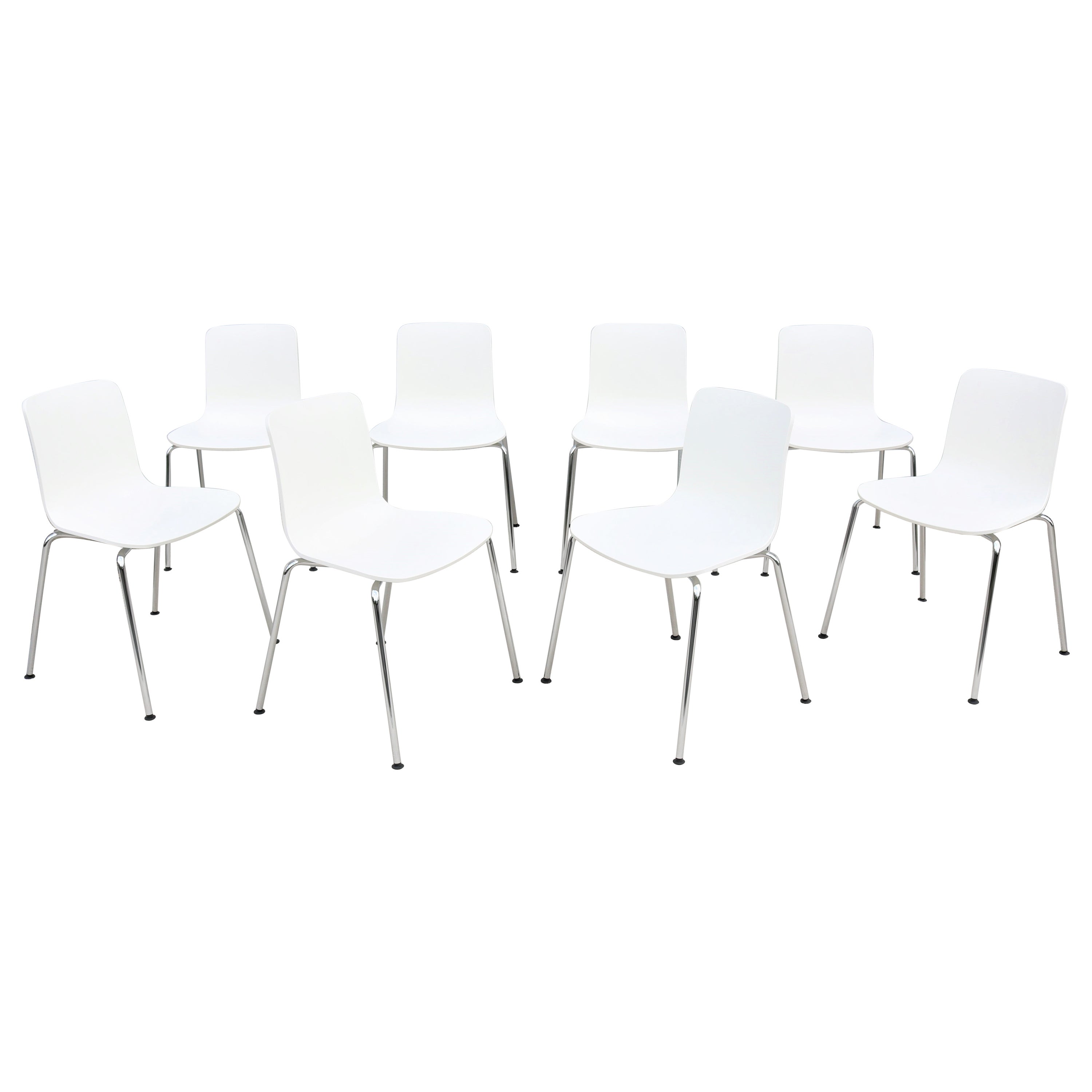 Ensemble de 8 chaises de salle à manger empilables de style moderne italien Jasper Morrison pour Vitra HAL