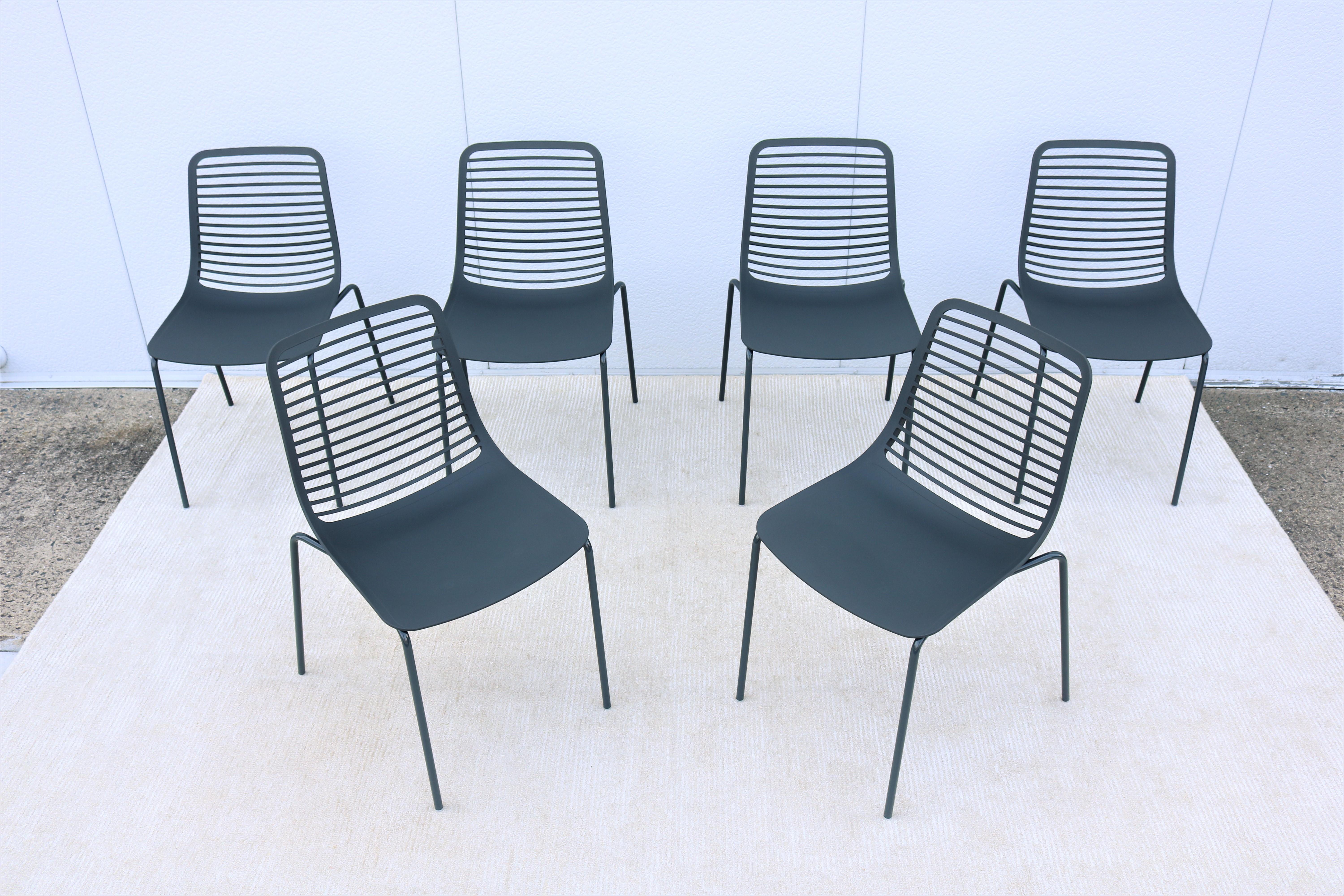 Modern Italy Marcello Ziliani for Parri Mini Stackable Dining Chairs - Set of 6 In Excellent Condition In Secaucus, NJ