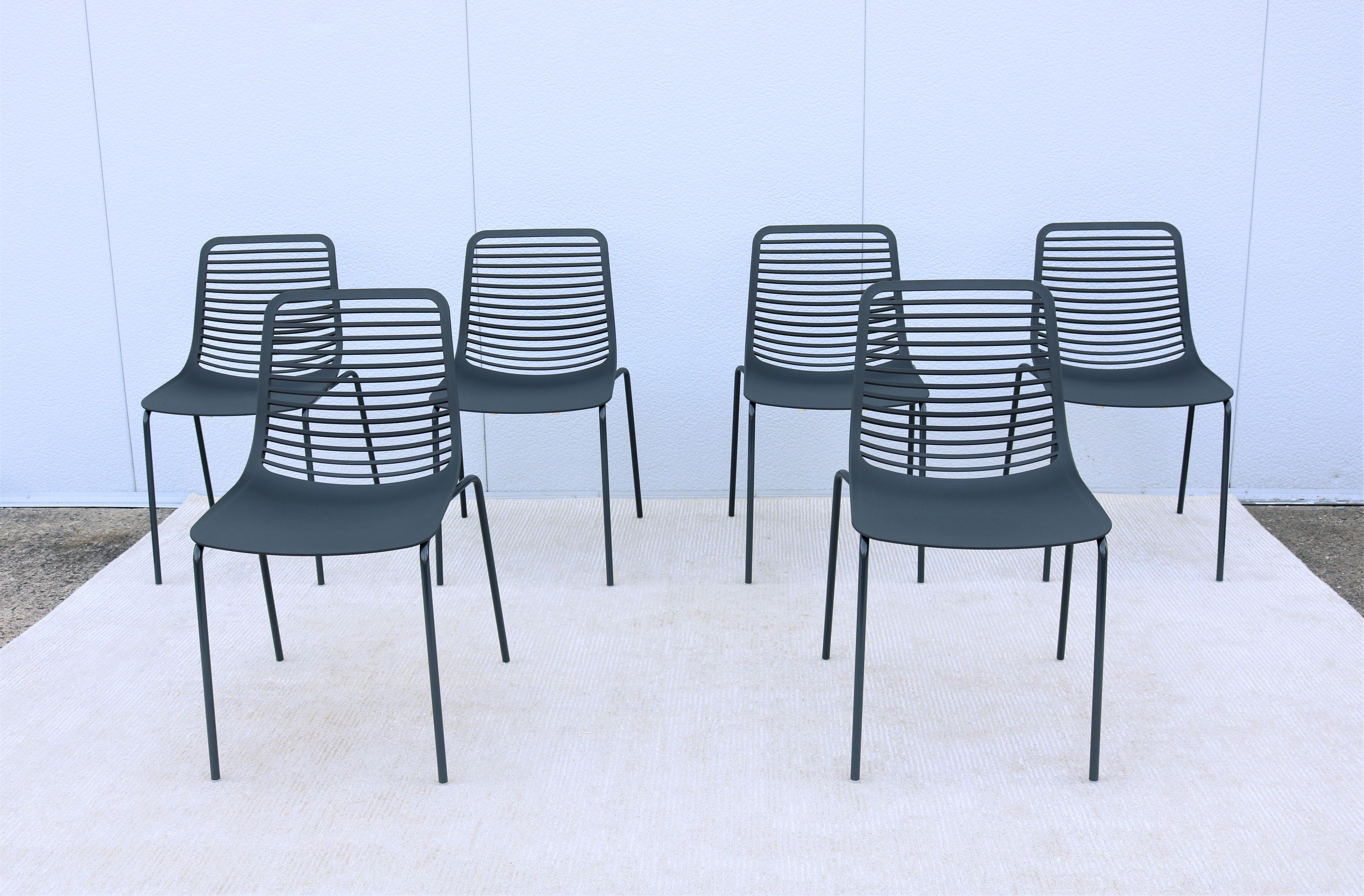 Contemporary Modern Italy Marcello Ziliani for Parri Mini Stackable Dining Chairs - Set of 6