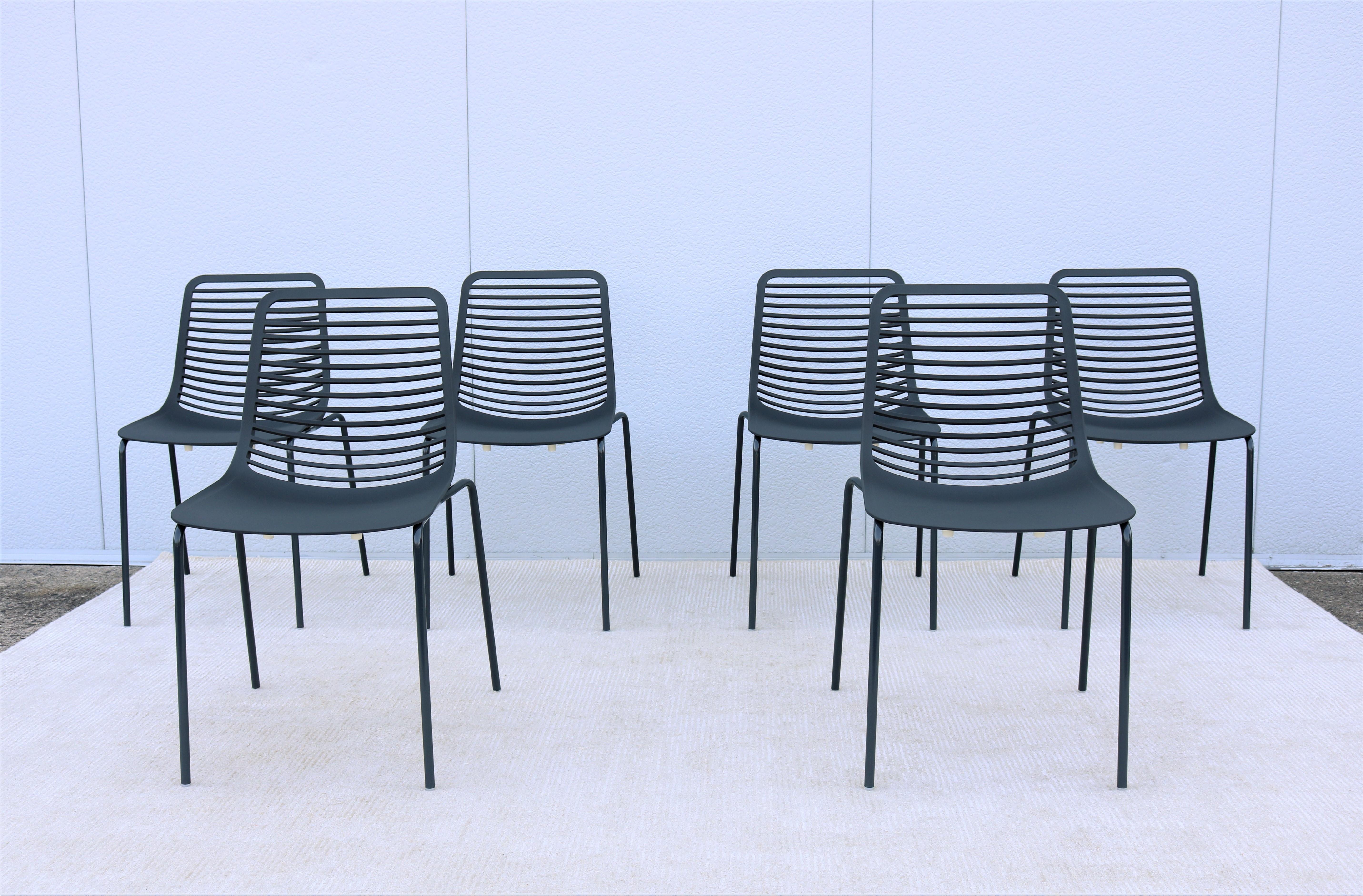 Steel Modern Italy Marcello Ziliani for Parri Mini Stackable Dining Chairs - Set of 6