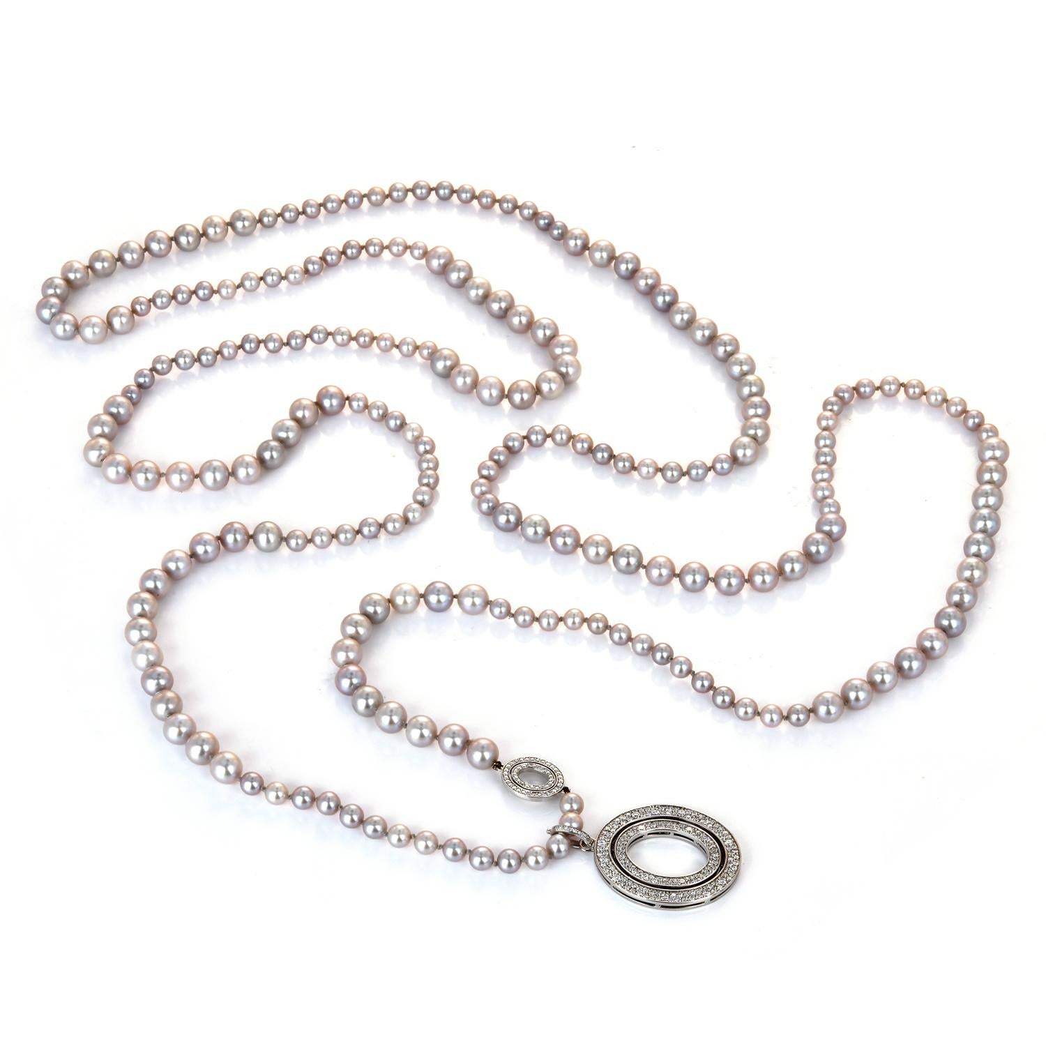 Moderne lange Halskette mit Ivanka Trump-Diamant-Perlen-Anhänger aus 18 Karat Gold im Angebot 1