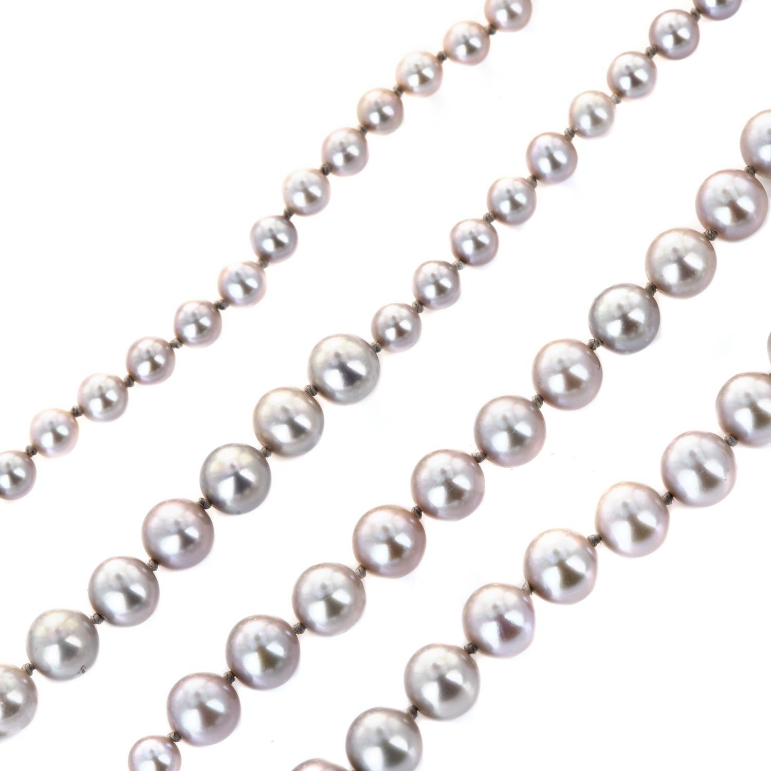 Women's Modern Ivanka Trump Diamond Pearl 18k Gold Pendant Long Strand Necklace For Sale