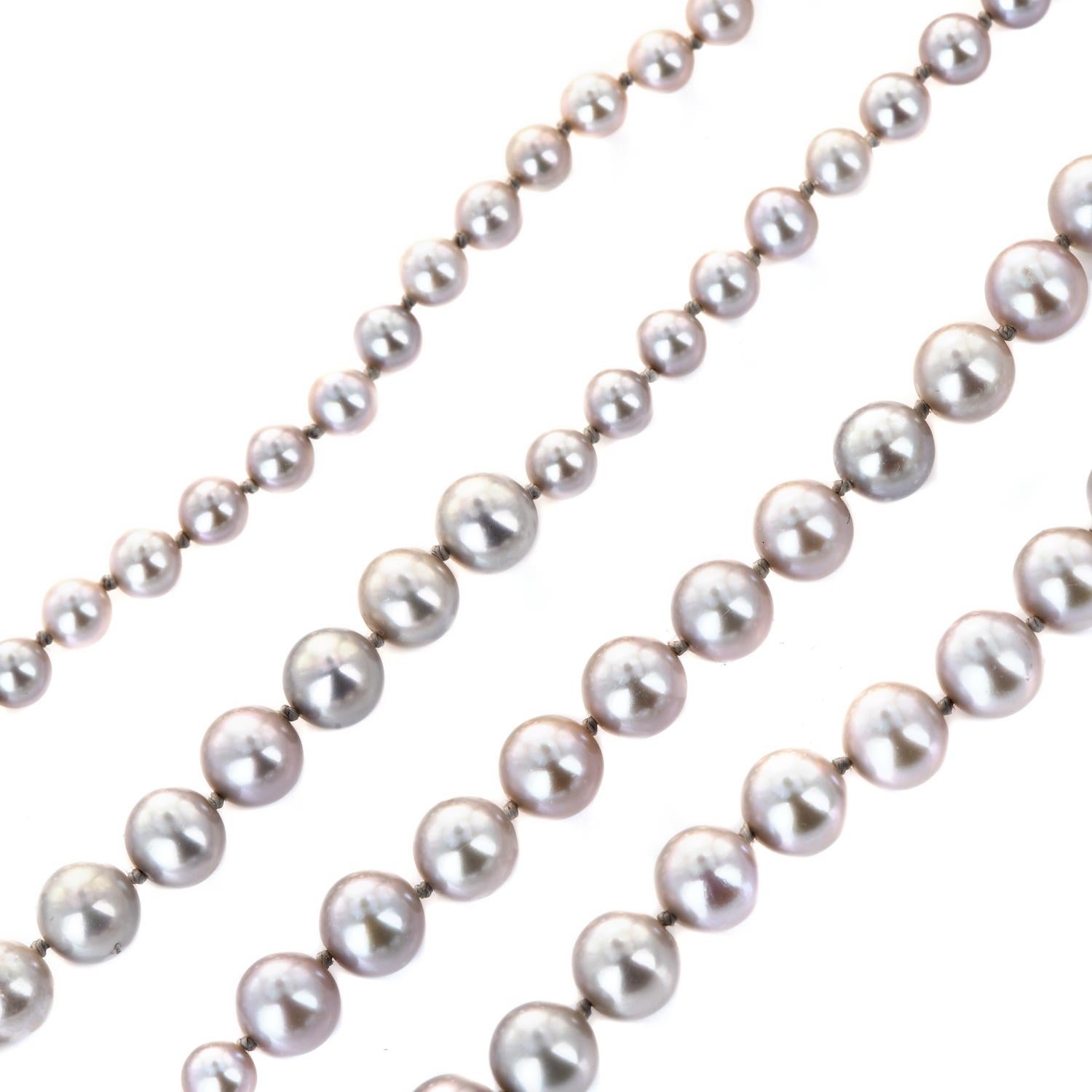 Moderne lange Halskette mit Ivanka Trump-Diamant-Perlen-Anhänger aus 18 Karat Gold 2