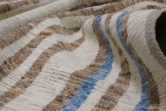Modern Ivory and Brown with Blue Accents Wool Rug 9'1''x12'