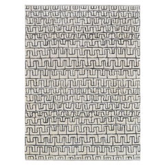 Tapis moderne en laine géométrique ivoire et gris 8'10''x11'9''