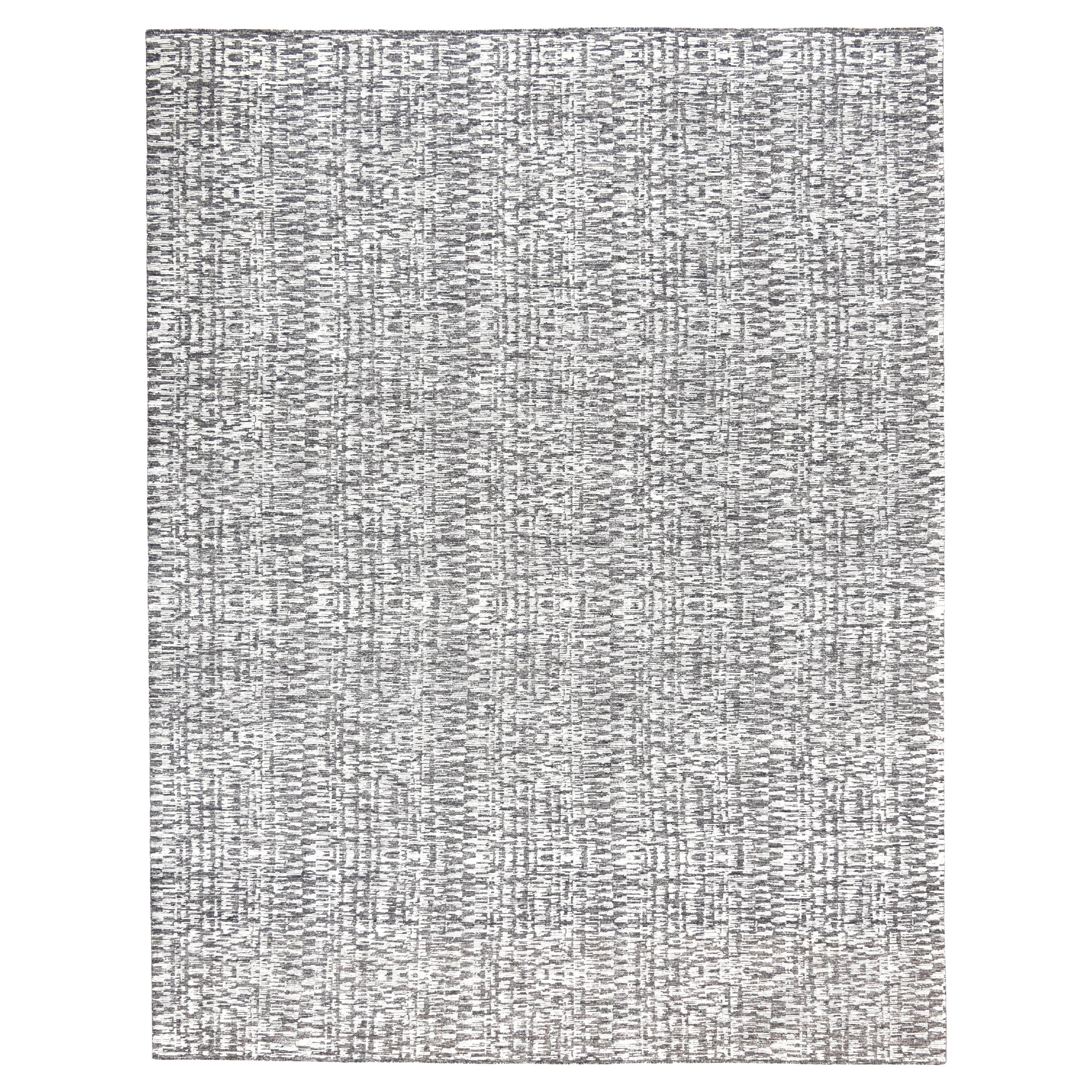 Tapis moderne ivoire et gris noué à la main 12'2''x15'9''