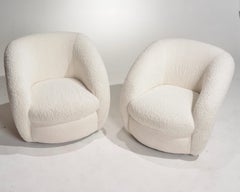 Modern Ivory Bouclé Swivel Chairs