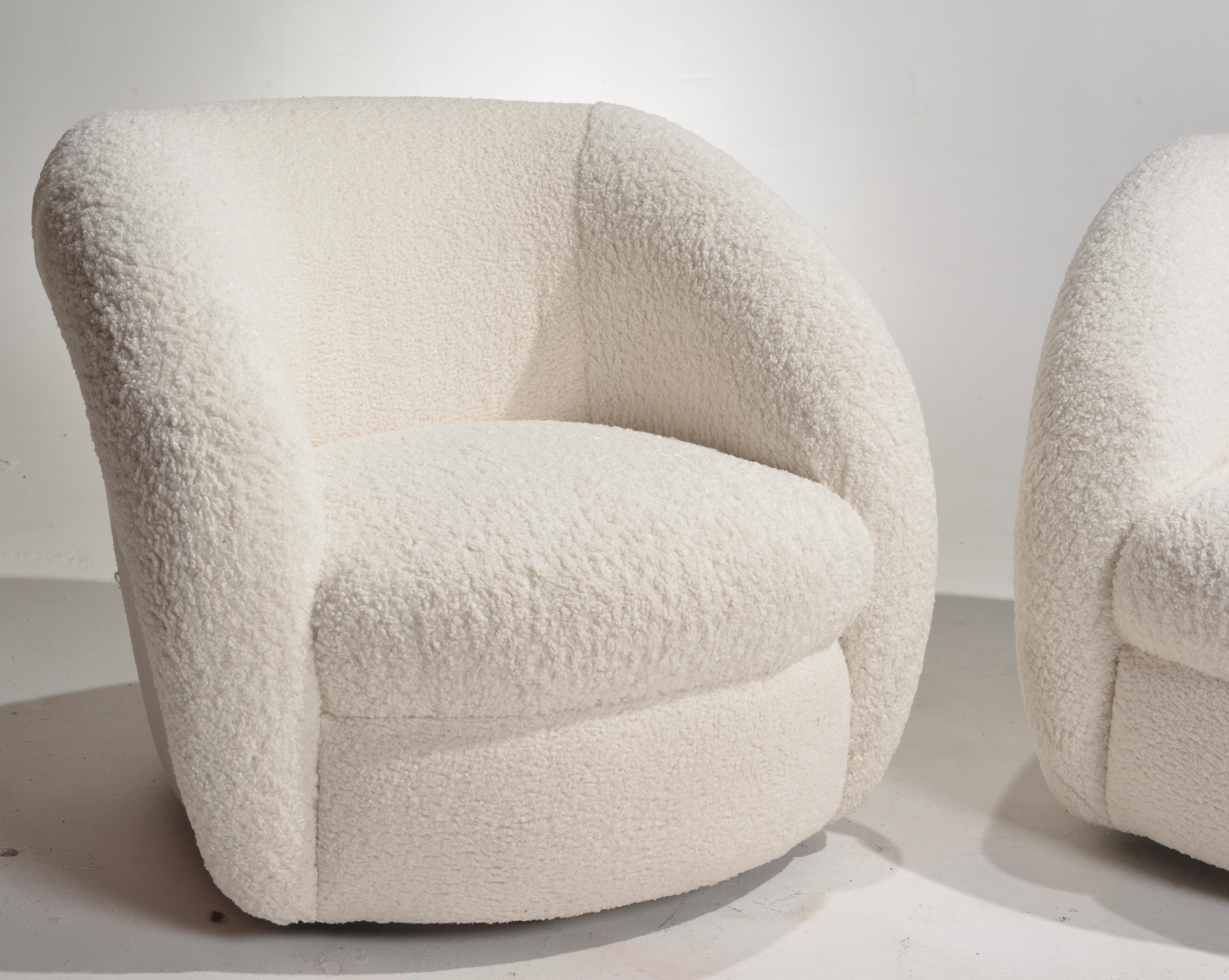 ivory boucle swivel chair