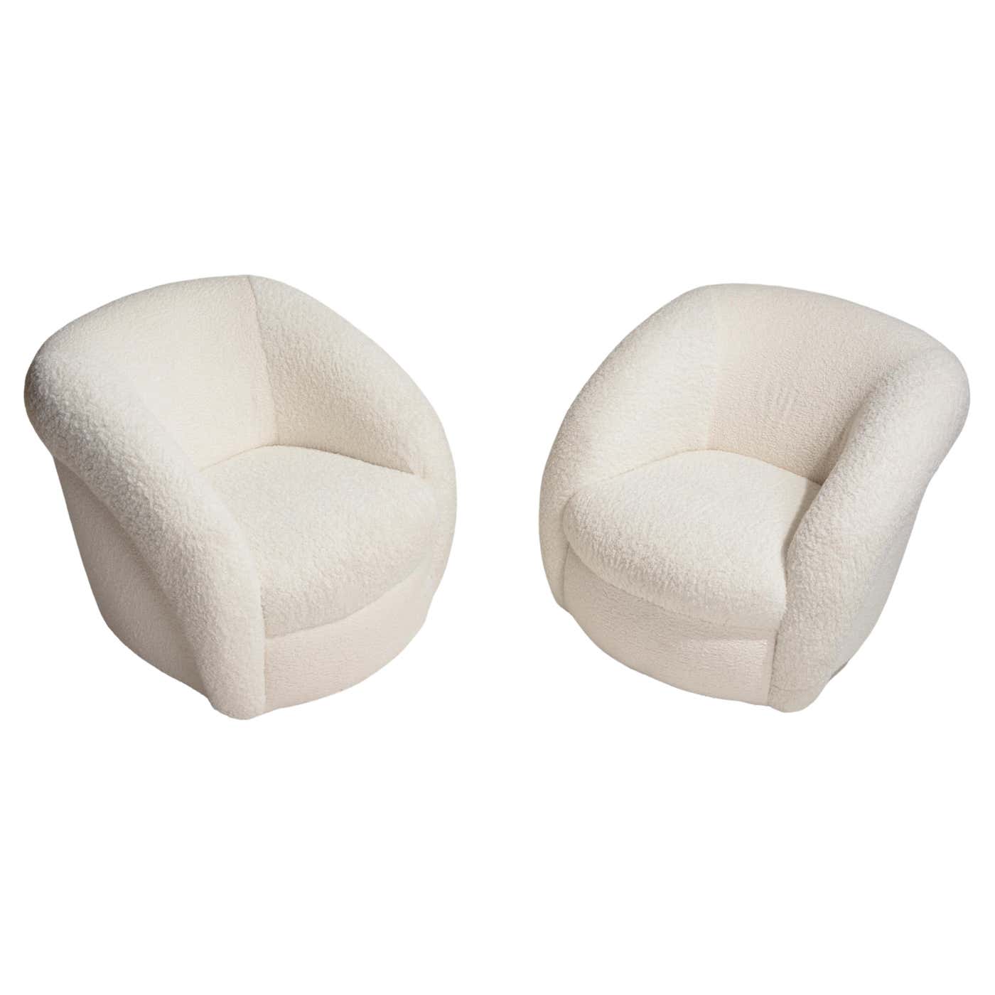 Modern Ivory Bouclé Swivel Chairs For Sale at 1stDibs