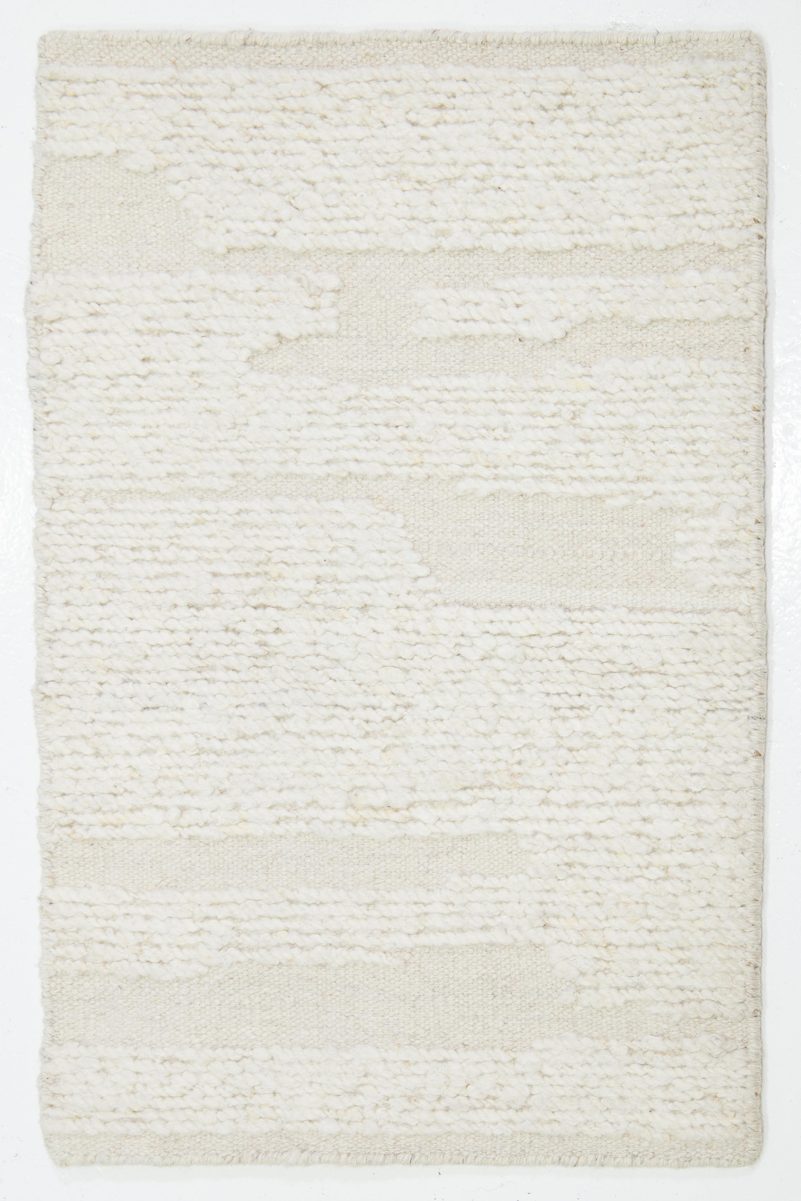Organic Modern Modern Ivory Moroccan Handmade Custom Wool Rug  by Apadana For Sale