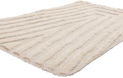 Modern Ivory Moroccan High-Low Rug