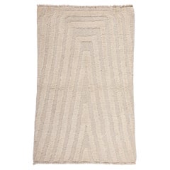 Modern Ivory Moroccan High-Low Rug