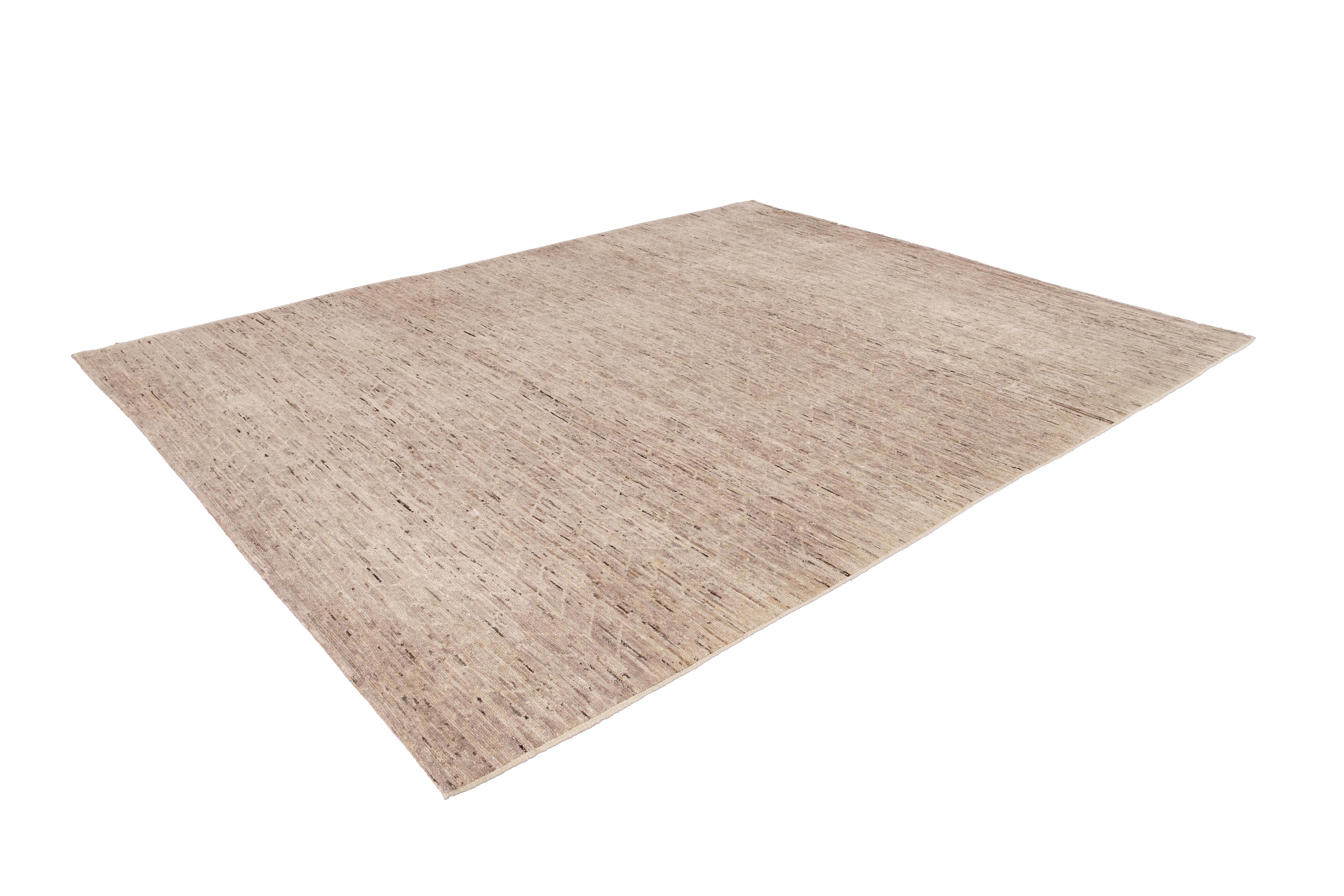 Contemporary Modern Ivory Moroccan-Style Room Size Wool Rug For Sale