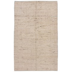 Modern Ivory Moroccan-Style Room Size Wool Rug