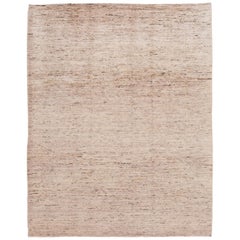 Modern Ivory Moroccan-Style Room Size Wool Rug