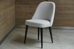 Modern Ivory White Fabric Dining Chair with Oak Base painted Black