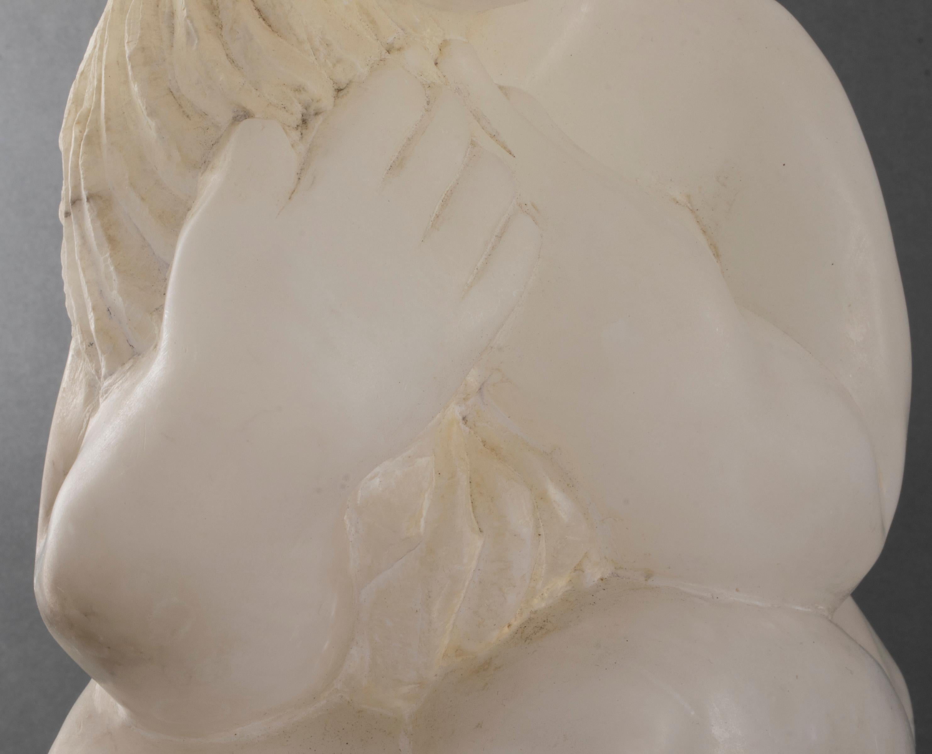 Modern J. West Signed Alabaster Sculpture of Woman 3