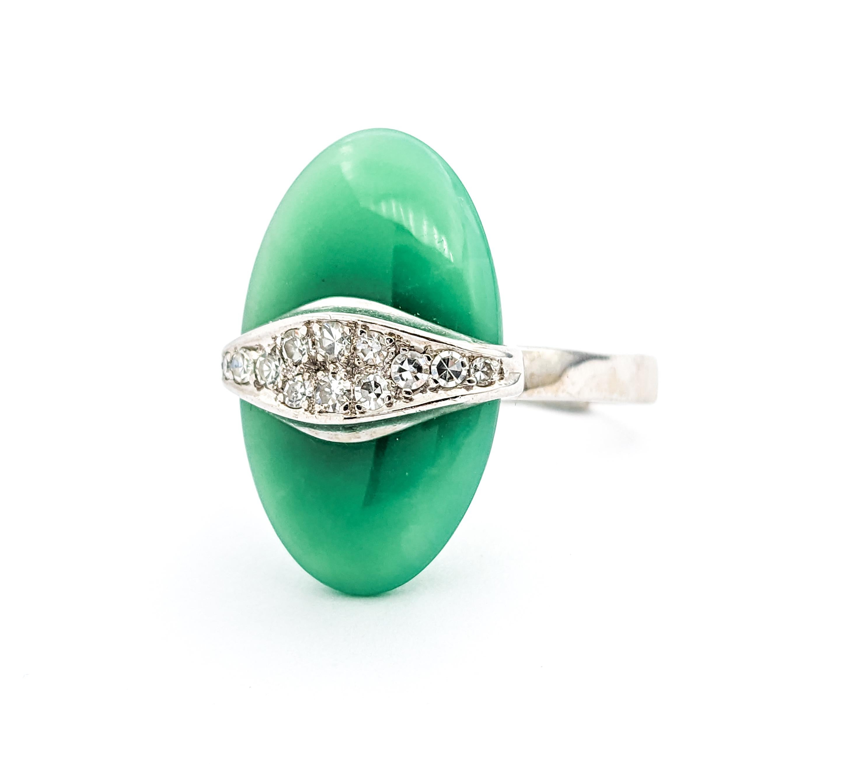Modern Jade & Diamond Cocktail Ring For Sale 5