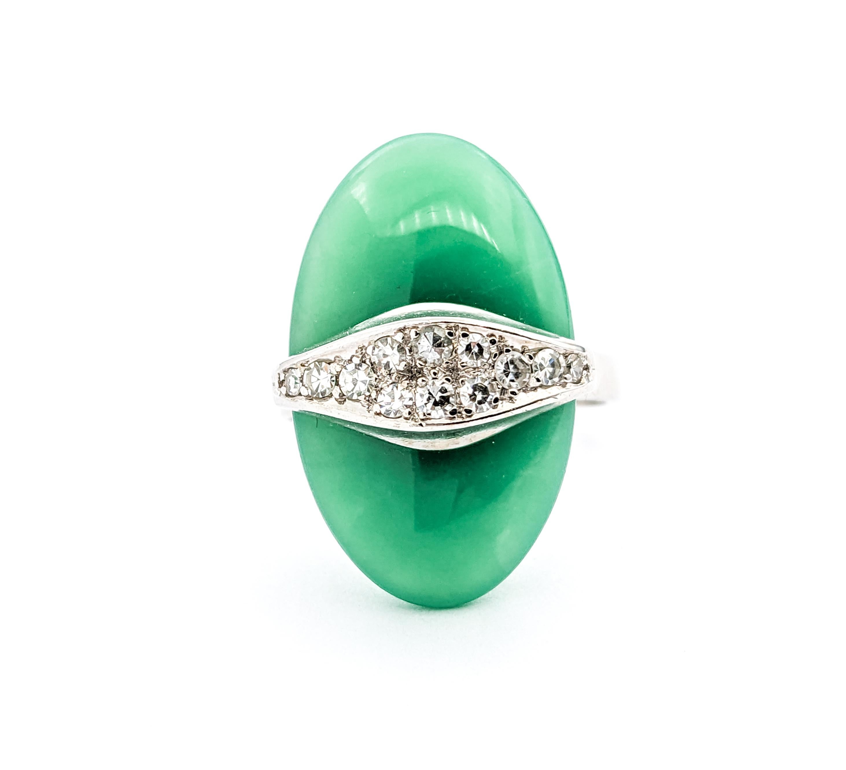 Modern Jade & Diamond Cocktail Ring For Sale 6