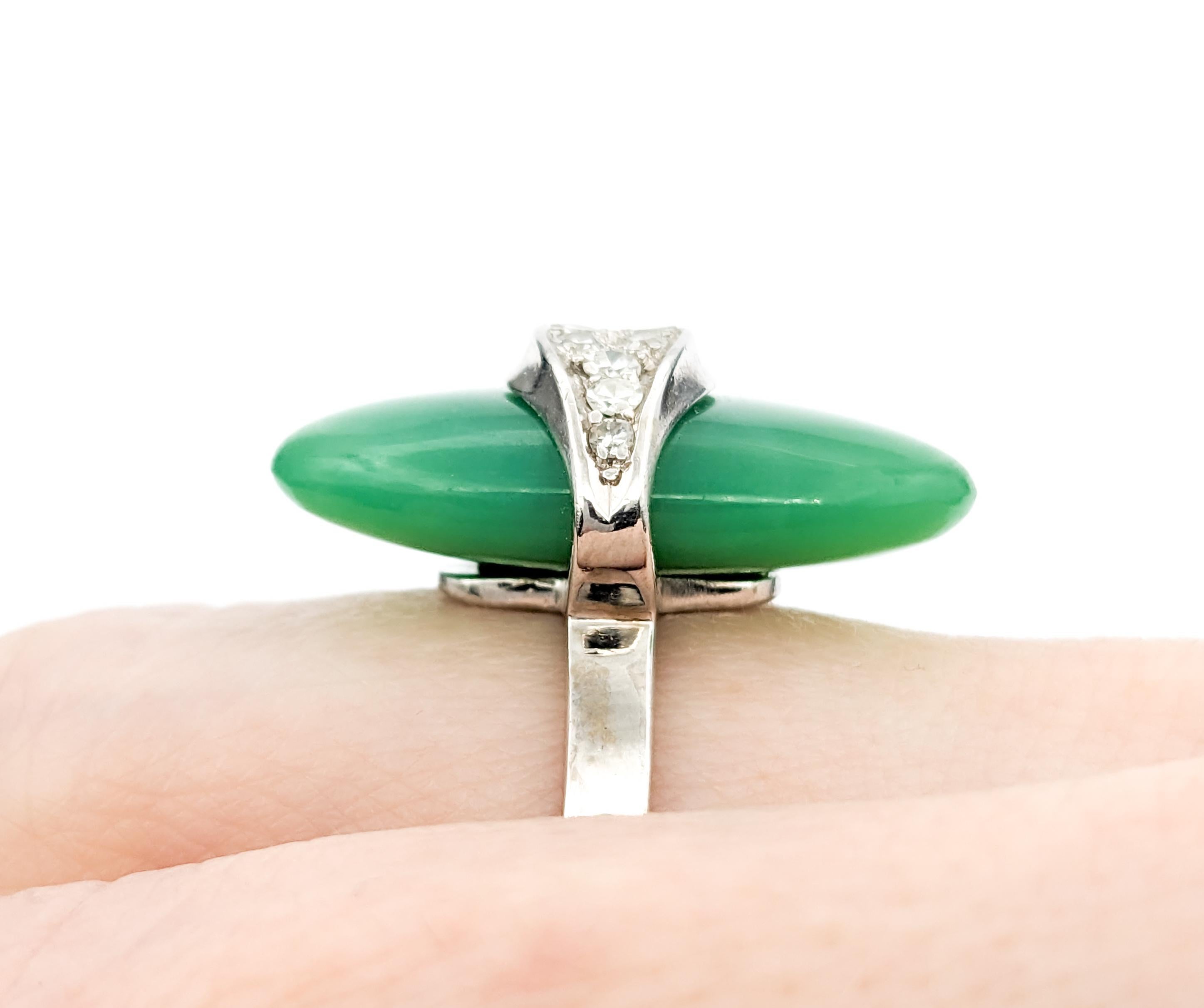 Women's Modern Jade & Diamond Cocktail Ring For Sale