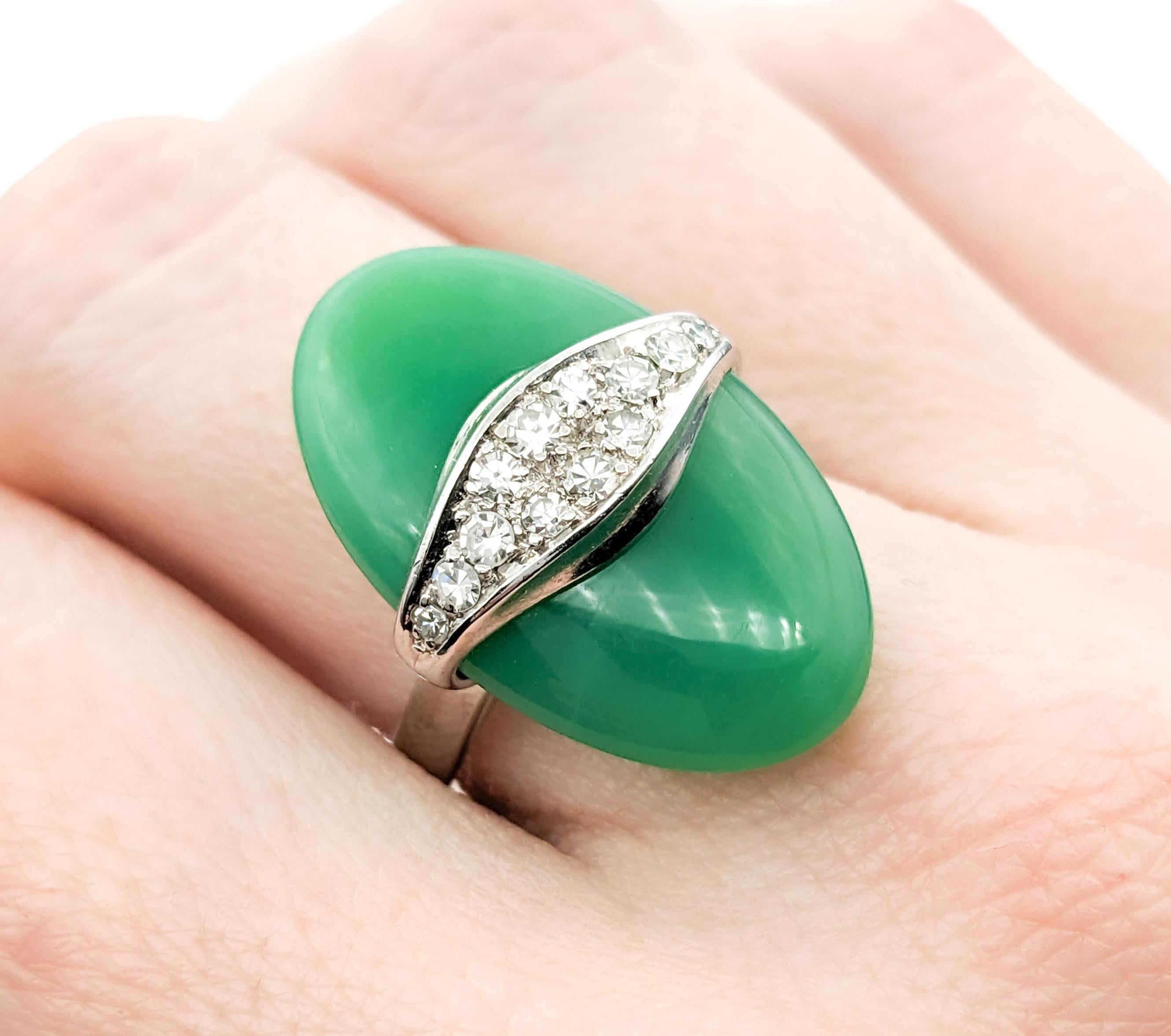 Modern Jade & Diamond Cocktail Ring For Sale 1