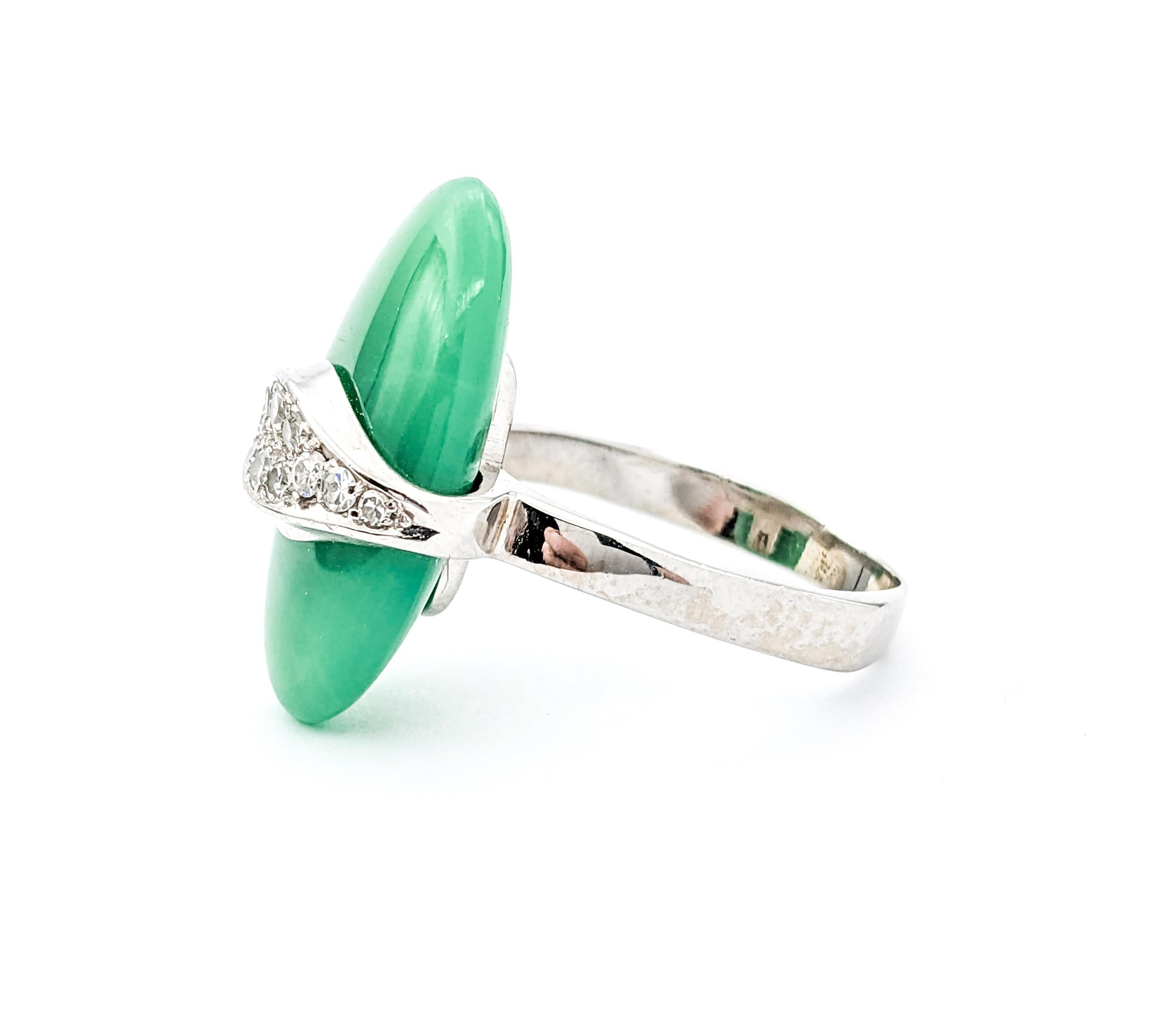 Modern Jade & Diamond Cocktail Ring For Sale 4