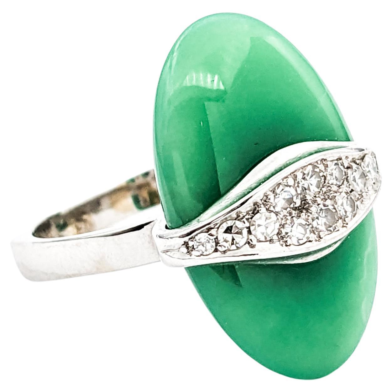 Modern Jade & Diamond Cocktail Ring For Sale