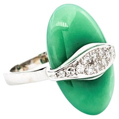 Vintage Modern Jade & Diamond Cocktail Ring