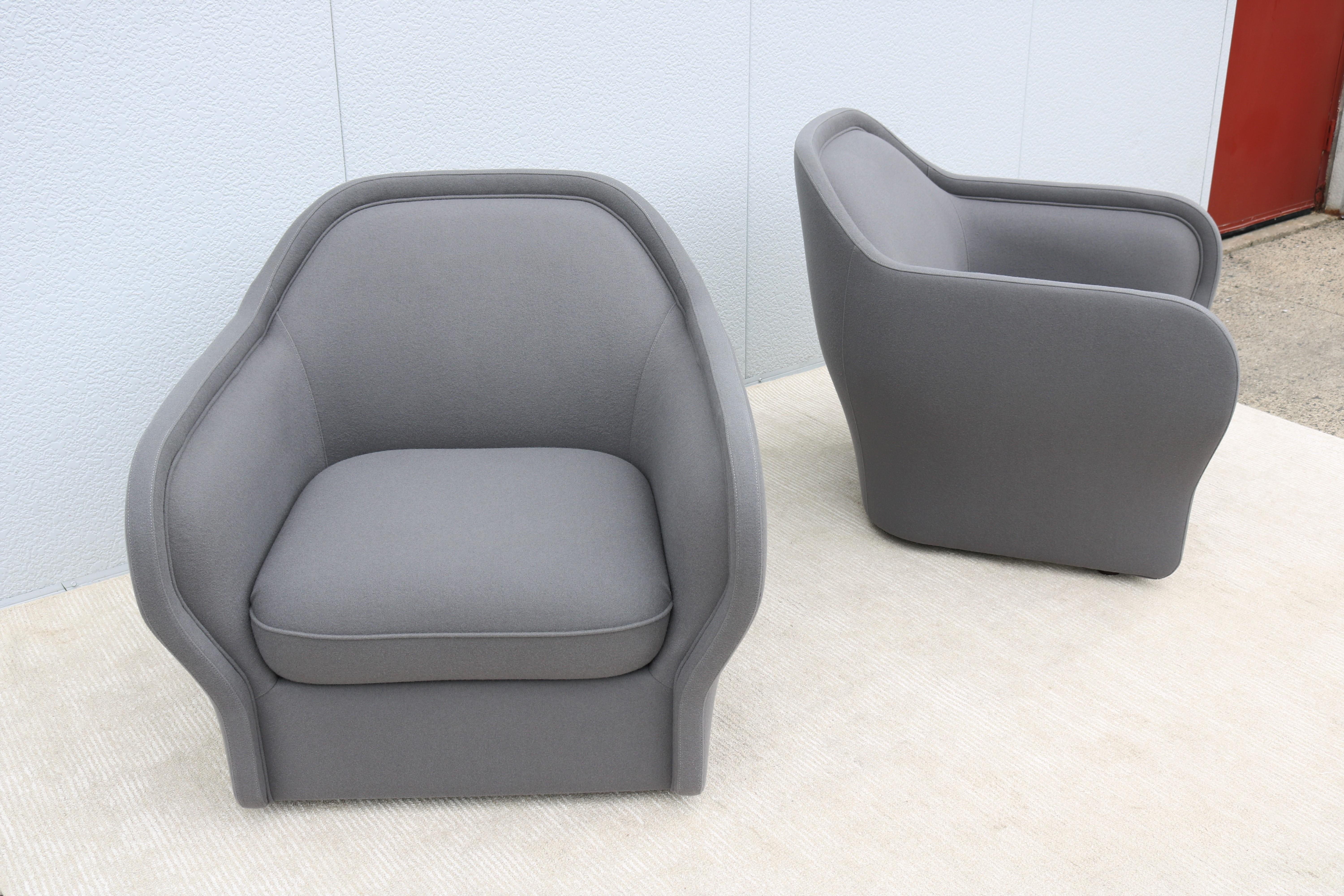 Modern Jaime Hayon for Bernhardt Design Bardot Gray Lounge Chairs, a Pair 3