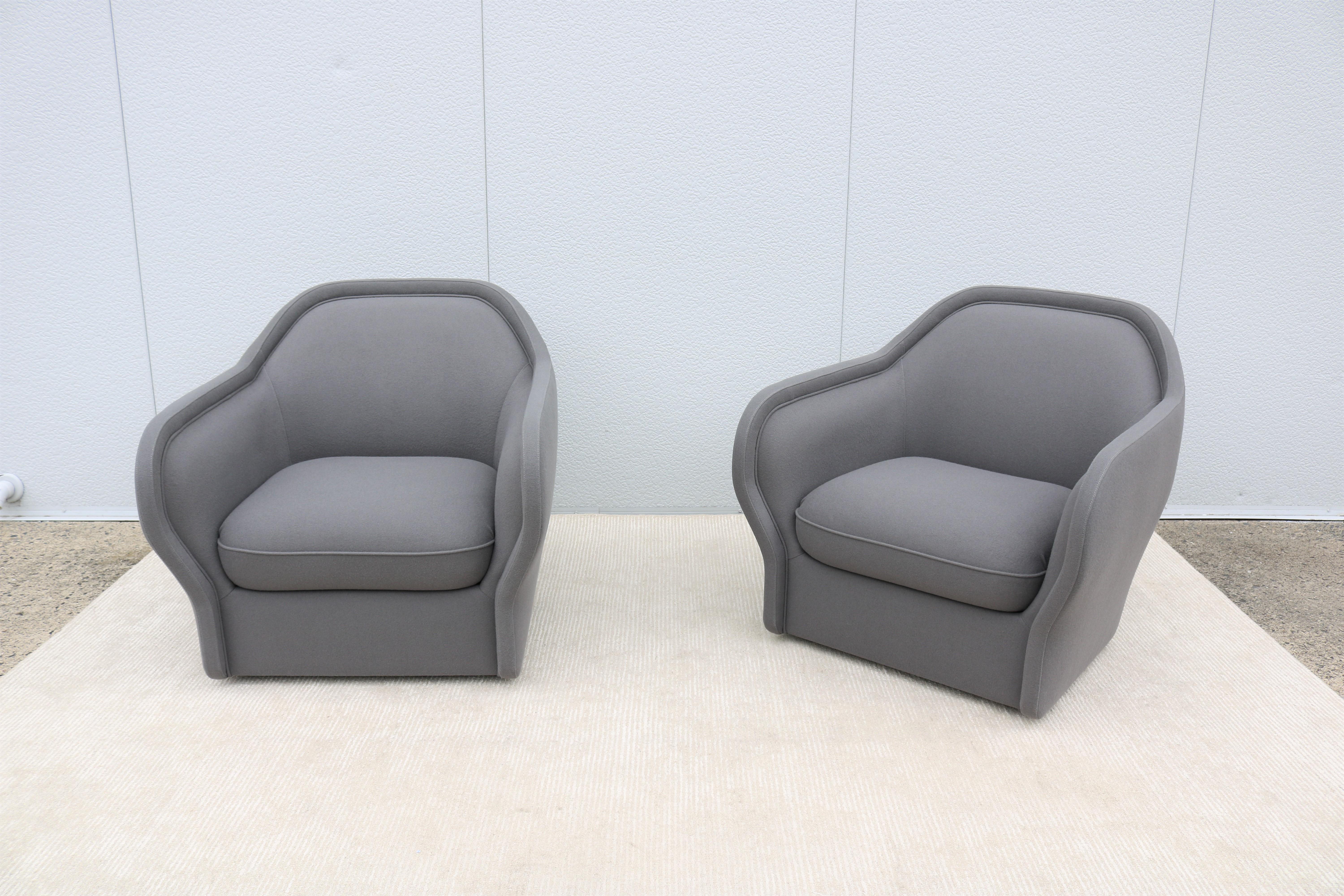 American Modern Jaime Hayon for Bernhardt Design Bardot Gray Lounge Chairs, a Pair