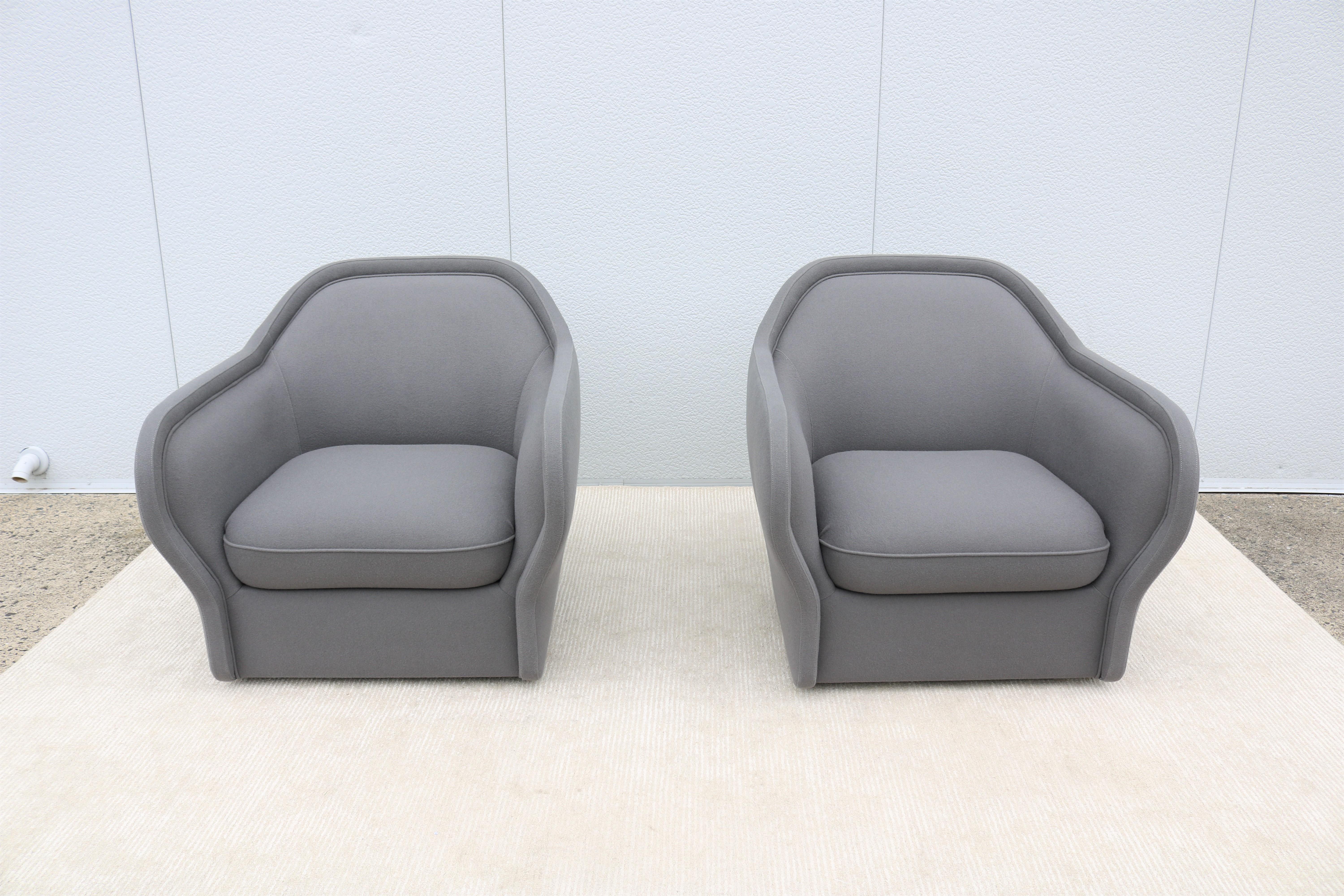 Modern Jaime Hayon for Bernhardt Design Bardot Gray Lounge Chairs, a Pair In Excellent Condition In Secaucus, NJ