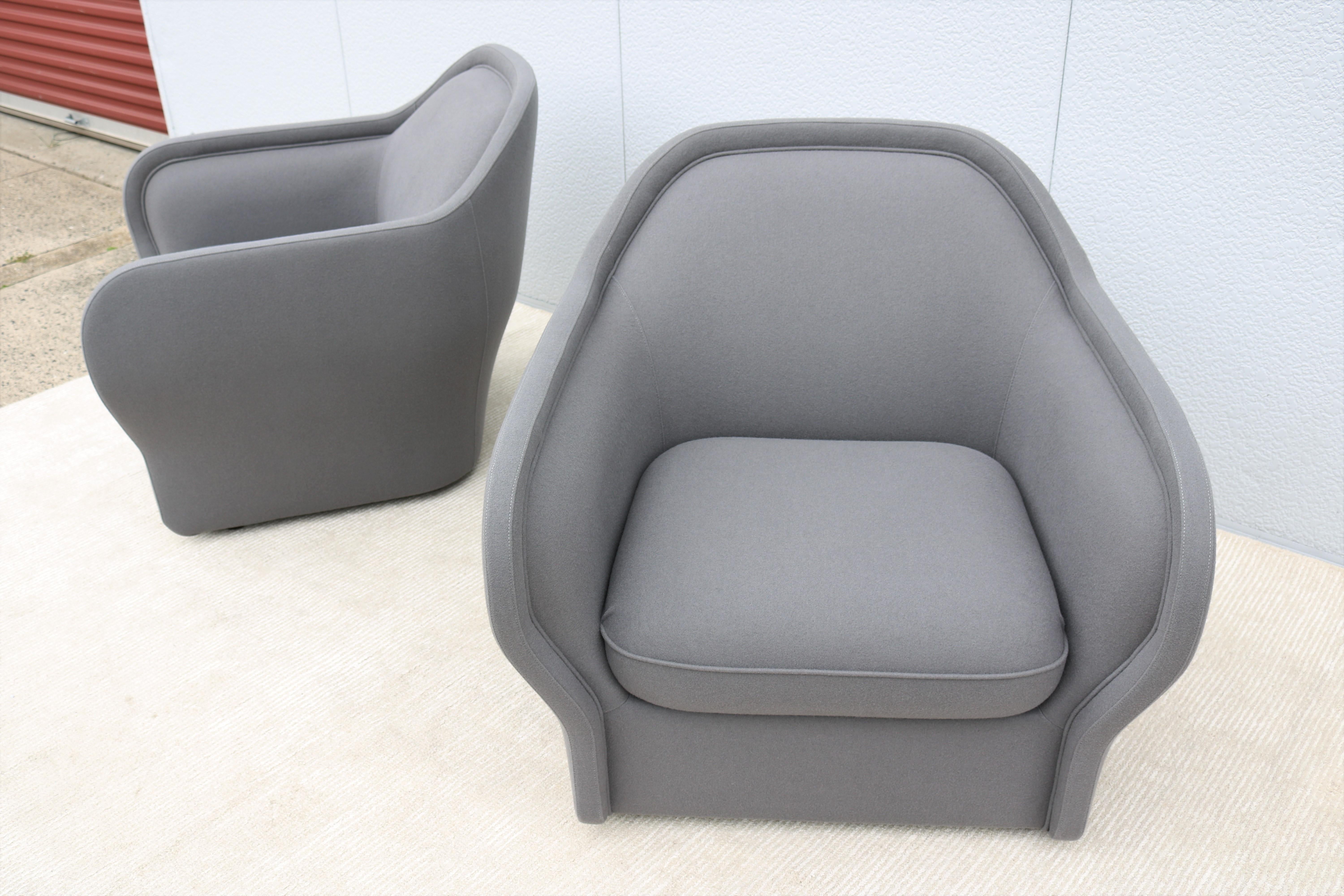 Modern Jaime Hayon for Bernhardt Design Bardot Gray Lounge Chairs, a Pair 2