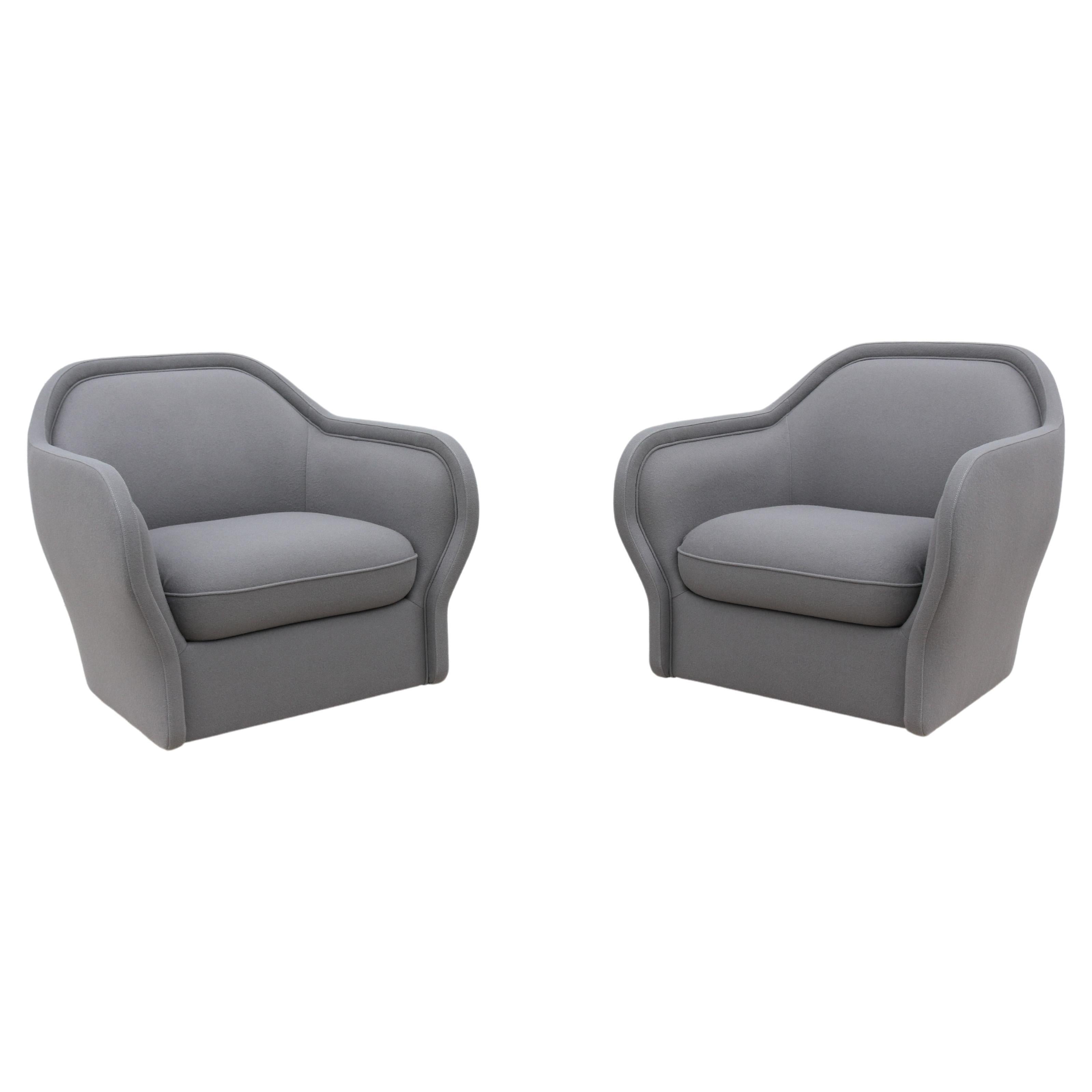Modern Jaime Hayon for Bernhardt Design Bardot Gray Lounge Chairs, a Pair