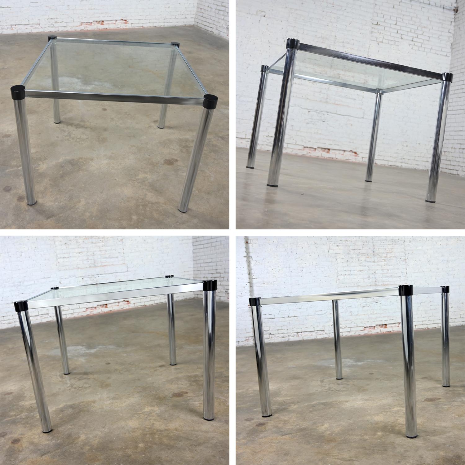 Modern James David Style Chrome & Glass Dinette Set or Game Table W/ 4 Chairs 7