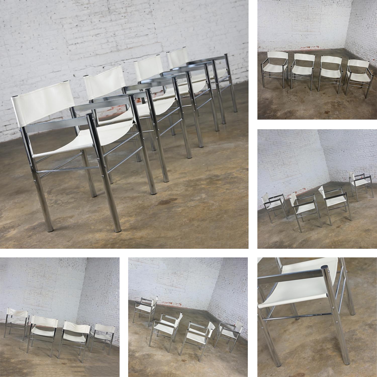 Modern James David Style Chrome & Glass Dinette Set or Game Table W/ 4 Chairs 8