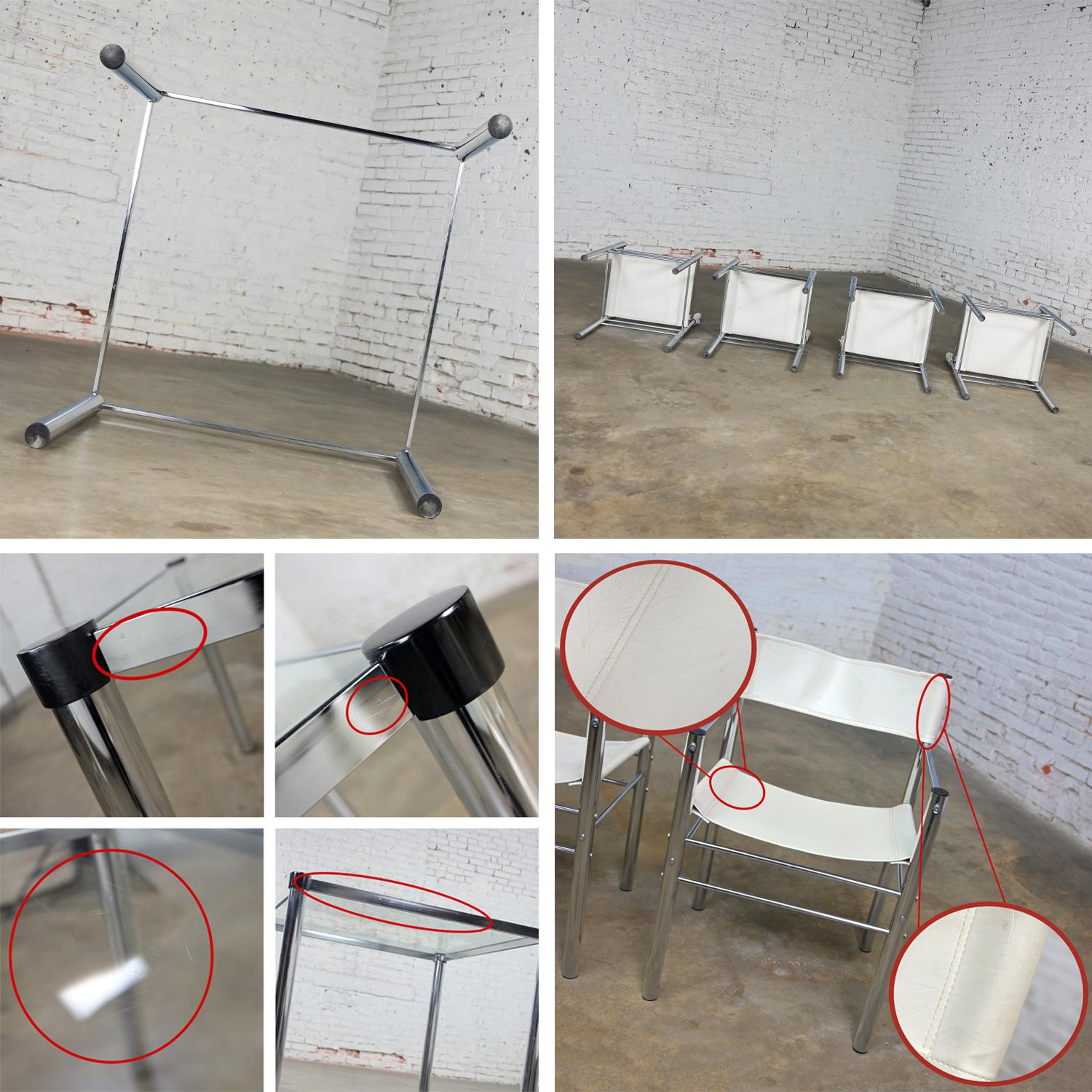 Modern James David Style Chrome & Glass Dinette Set or Game Table W/ 4 Chairs 12