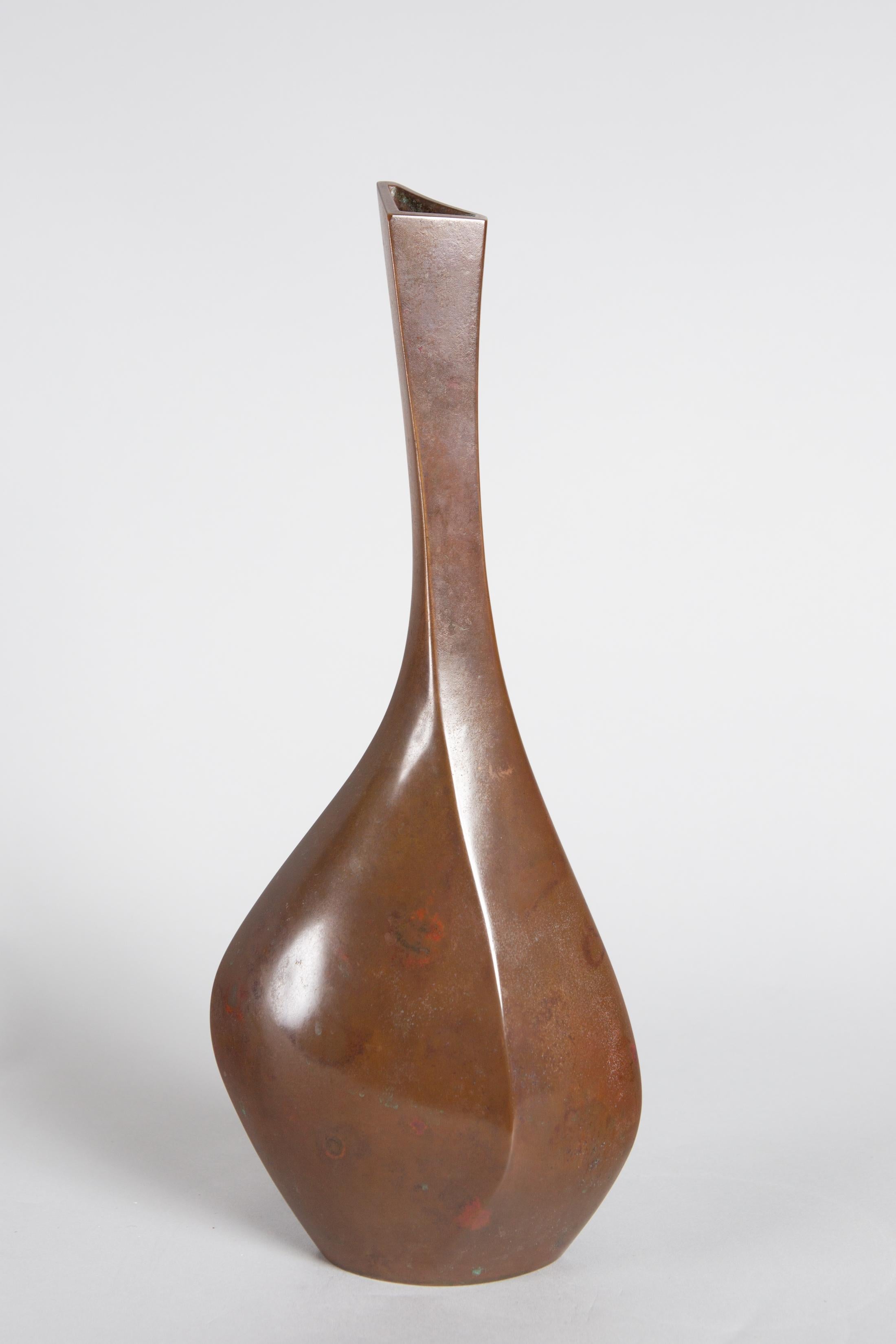 Modern Japanese Bronze Bud Vase In Good Condition In Hudson, NY