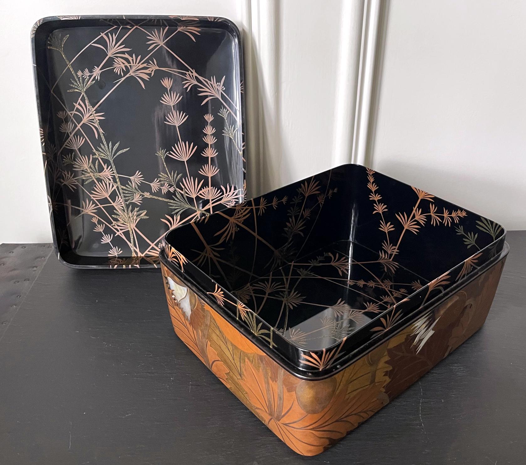 Modern Japanese Maki-e and Inlayed Lacquer Box by Ida Nobuaki 9