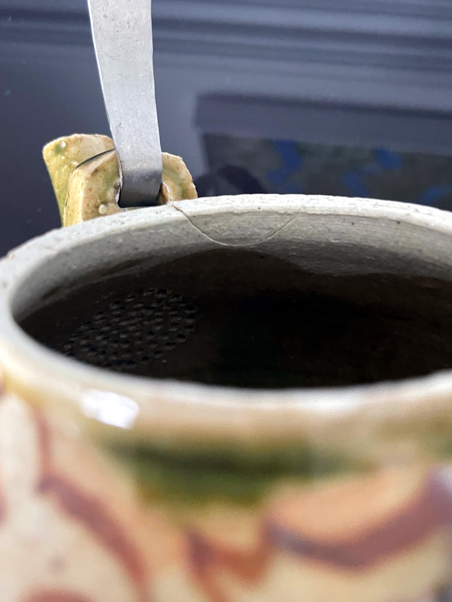 Modern Japanese Studio Pottery Oribe Tea Pot by Ken Matsuzaki For Sale 8