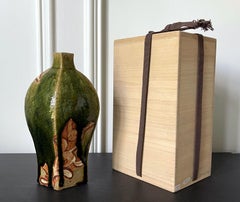 Moderne moderne japanische Studio-Keramik- Oribe-Vase von Ken Matsuzaki