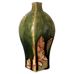 Modern Japanese Studio Pottery Oribe Vase by Ken Matsuzaki