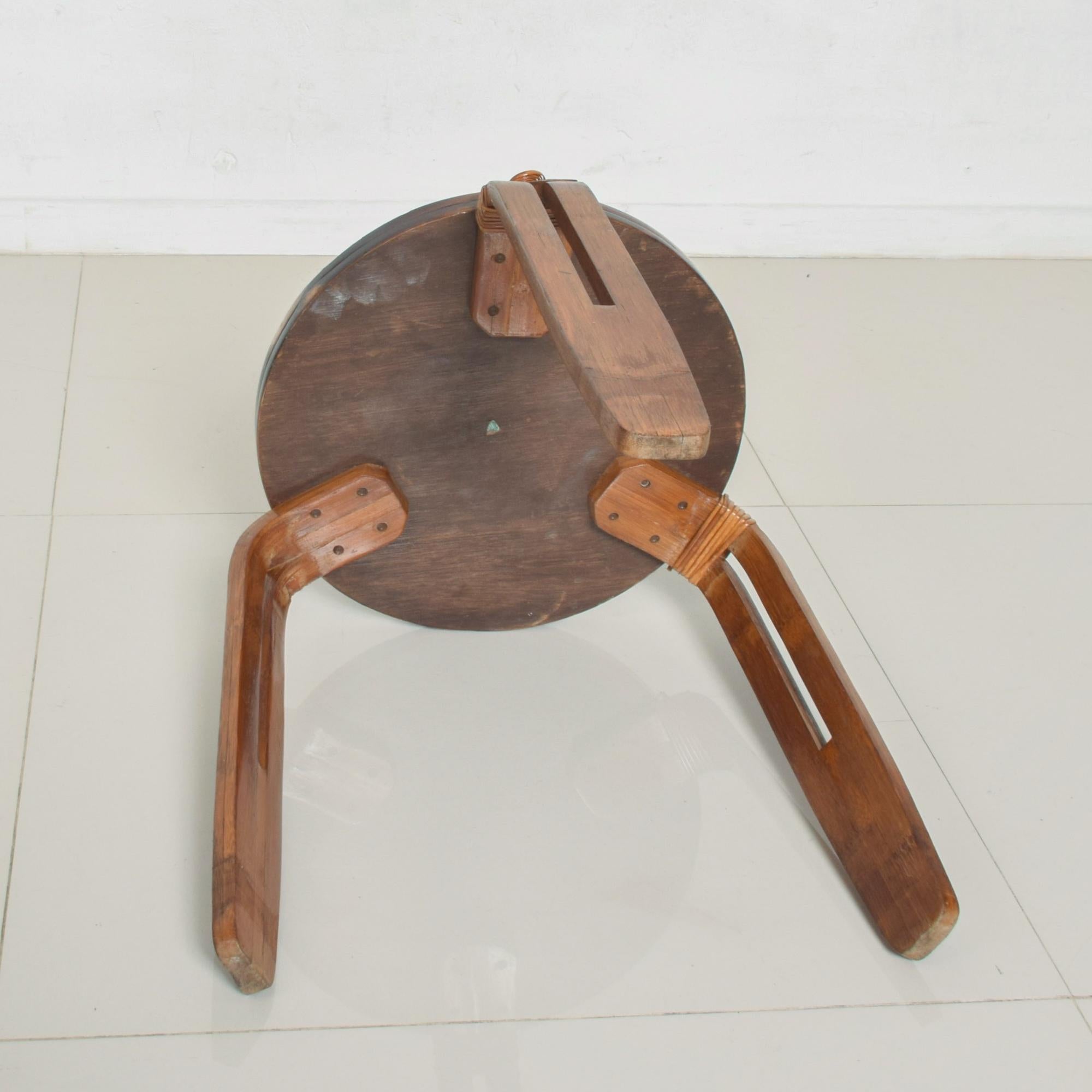 Late 20th Century Modern Tripod Low Stool Exotic Bamboo Split Wood Leg design 1970s JAPAN