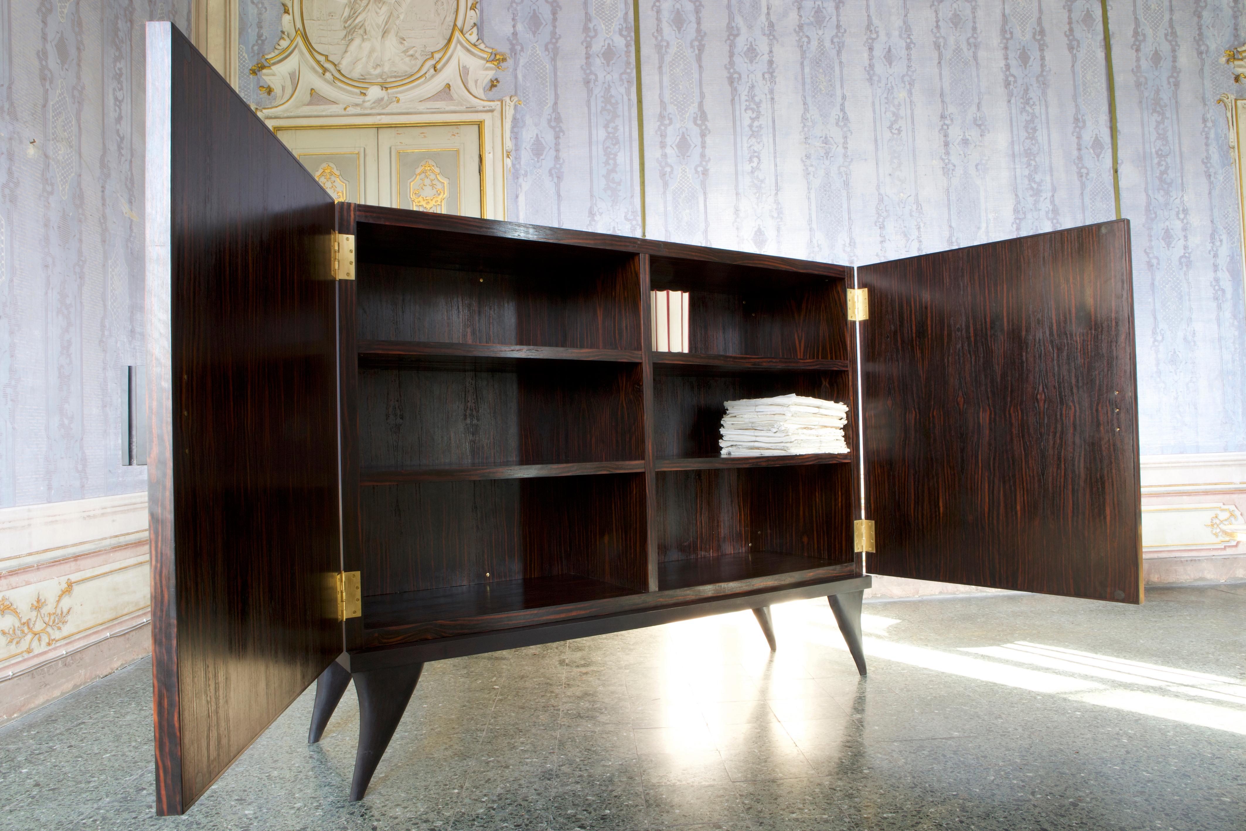 Italian Modern, Java, Wardrobe in Full-Grain Leather, Handcrafted with Bas-Relief For Sale