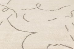 Modern Jean Cocteau-Inspired Abstract Gray Silk Oversized Rug "Graffito"