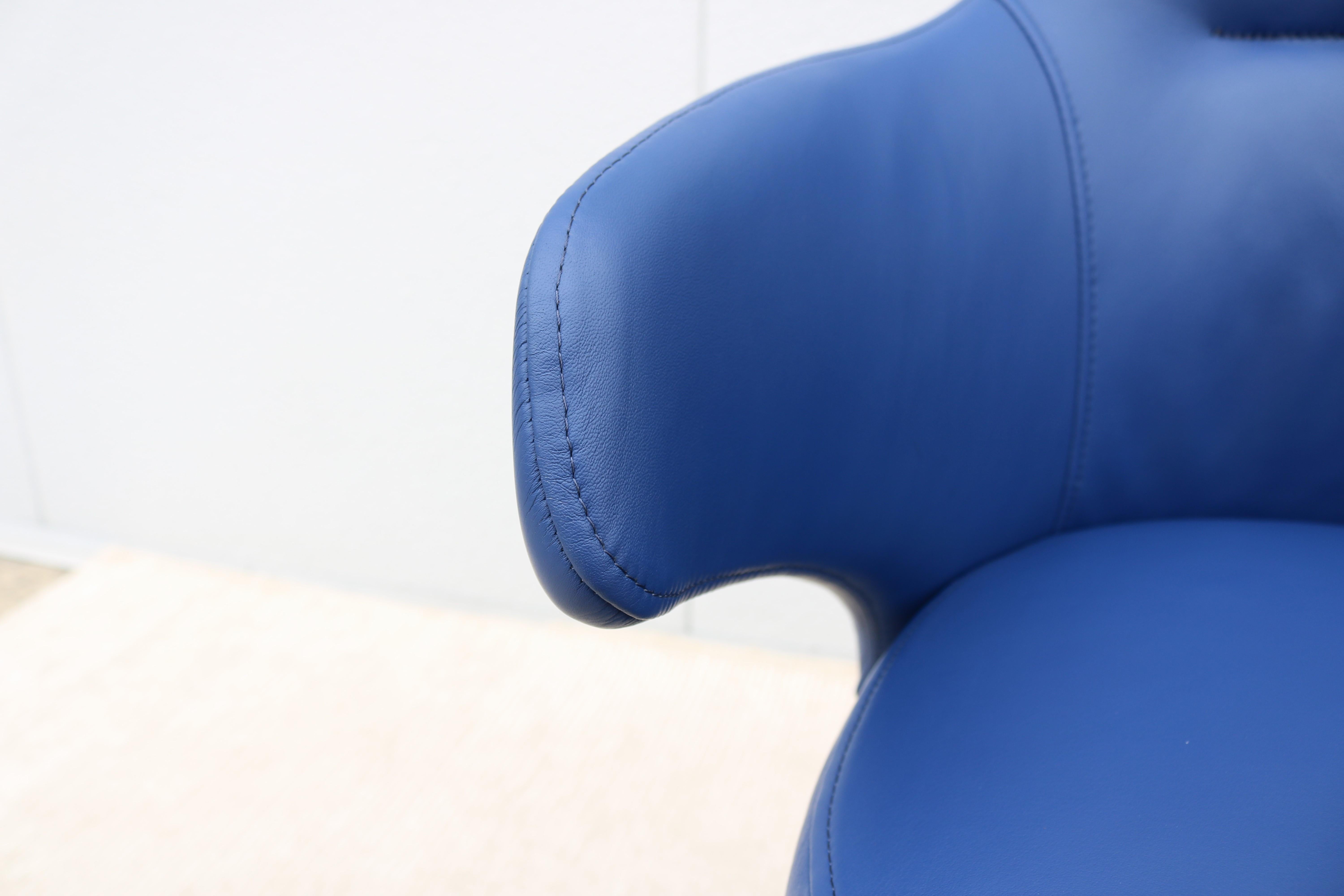 Silla de escritorio moderna de cuero azul con respaldo bajo Jean-Marie Massaud para Coalesse Massaud en venta 9