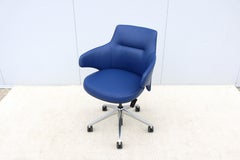 Modern Jean-Marie Massaud for Coalesse Massaud Low-Back Blue Leather Desk Chair