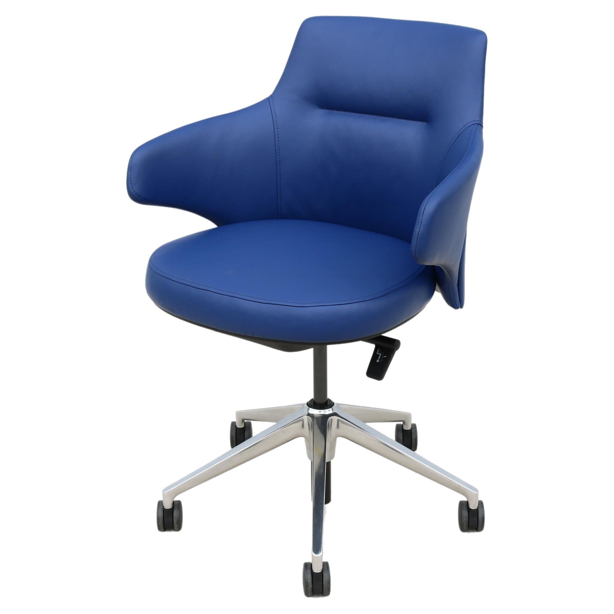 Sedia da scrivania moderna Jean-Marie Massaud per Coalesse Lowe in pelle blu
